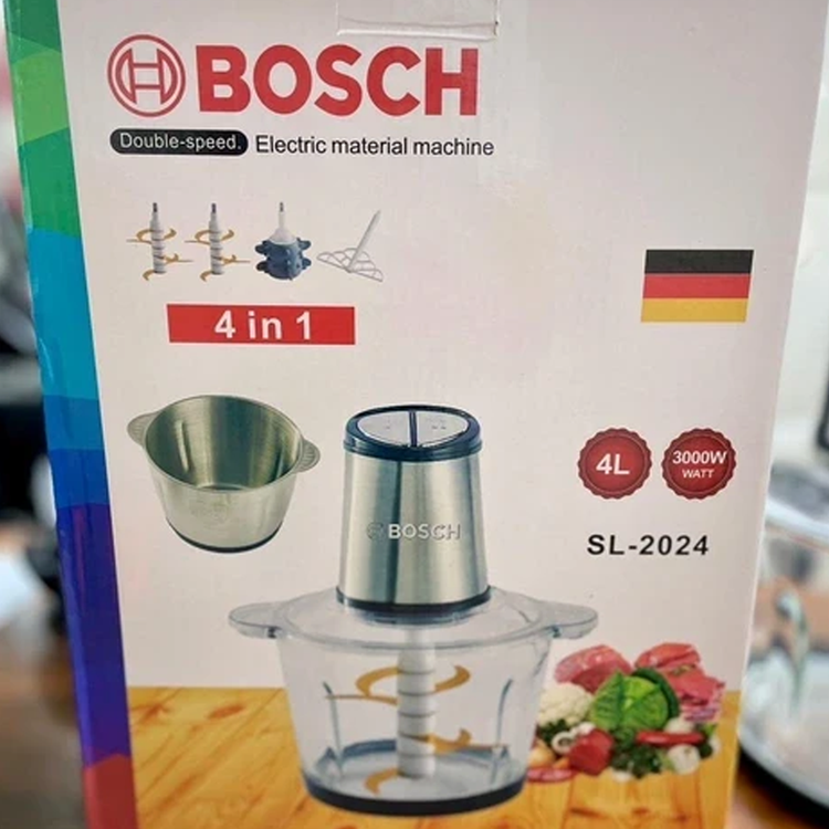 خردکن بوش 4 لیتری دو کاسه موتور حک شده 3000 وات مدل 2024