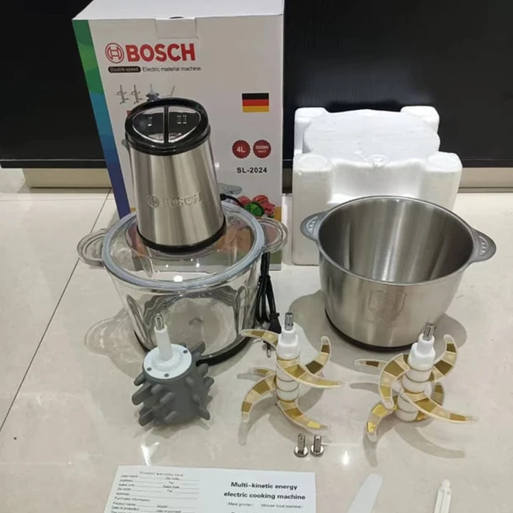 خردکن بوش 4 لیتری دو کاسه موتور حک شده 3000 وات مدل 2024