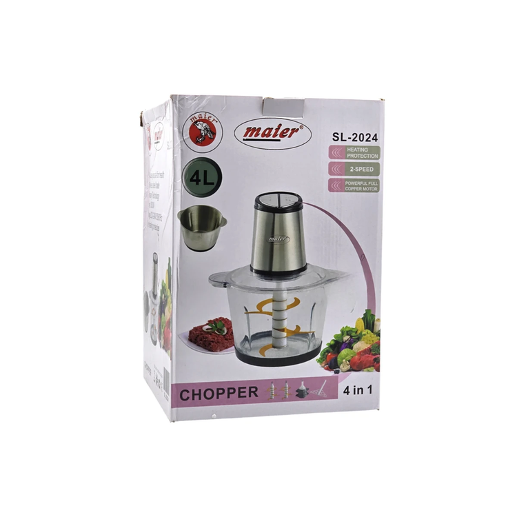 خردکن دوکاسه4+4 لیتری مایر آلمان -6+6 تیغه تیتانیوم طلایی- همراه سیر پوست کن و همزن مدل SL-2024