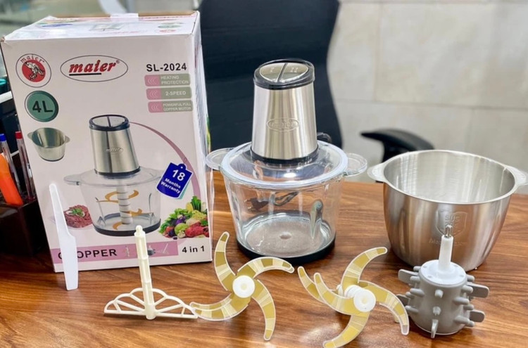 خردکن دوکاسه4+4 لیتری مایر آلمان -6+6 تیغه تیتانیوم طلایی- همراه سیر پوست کن و همزن مدل SL-2024