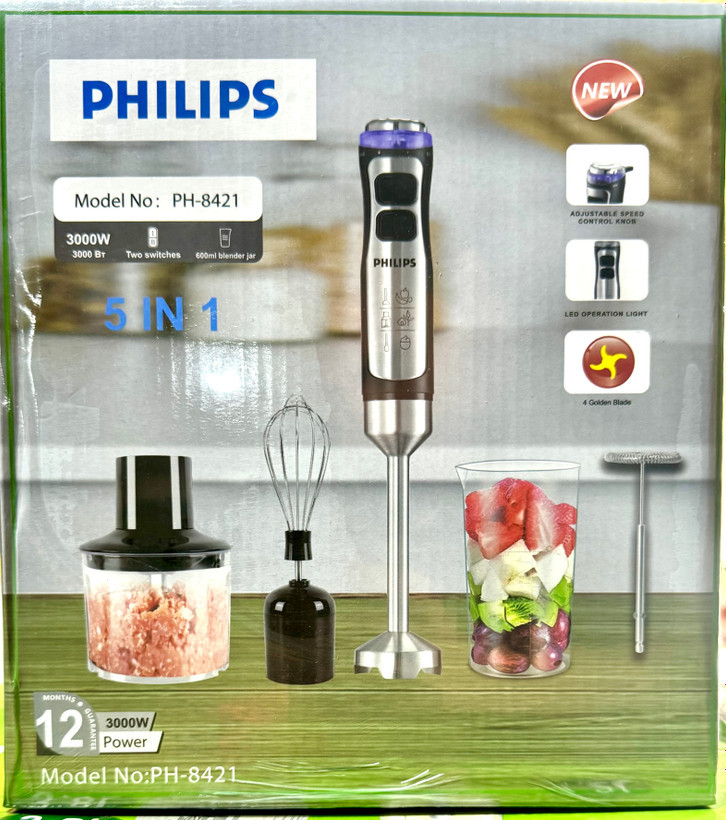 گوشت کوب پنج کاره فیلیپس- تیغه تیتانیوم-3000W وات- مدل PH-8421
