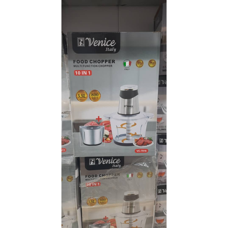 خردکن و غذاساز 10 کاره ونیز ایتالیا 3.5لیتر دو کاسه،دارای 12 تیغه طلایی