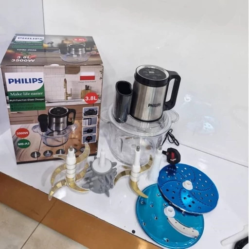 خردکن و سالاد ساز 3.8 لیتر فیلیپس موتور دیجیتال-قدرت 3500w وات-تیغه تیتانیوم طلایی-مدل Mb-A2