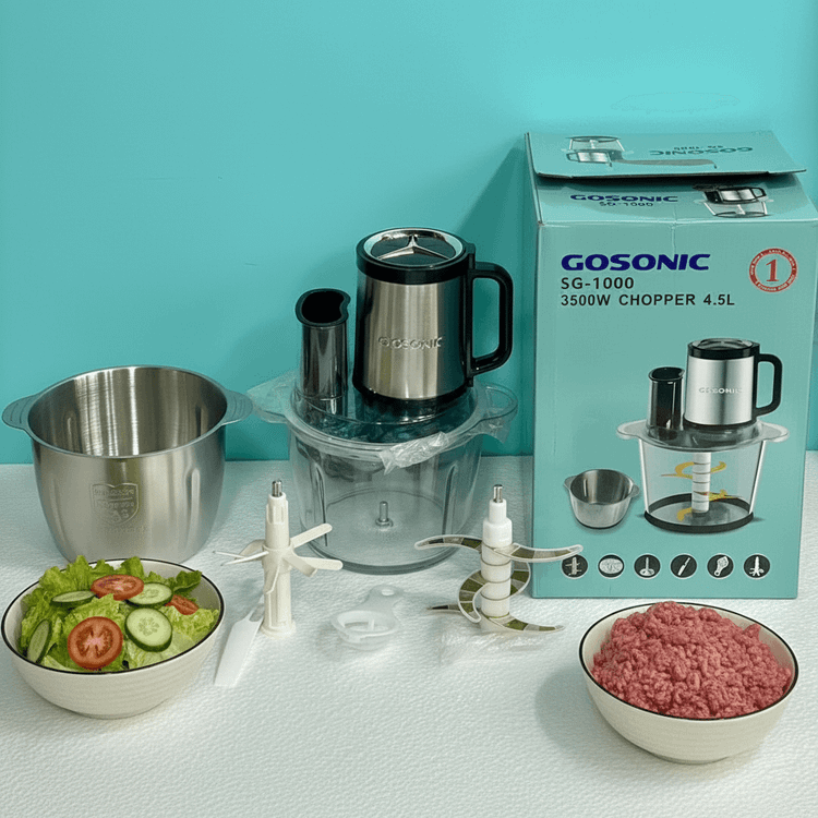 خردکن و سالاد ساز 5 کاره گوسونیک- ظرفیت 4/5 لیتری دو مخزنه قدرت 3500W وات مدل SG-1000